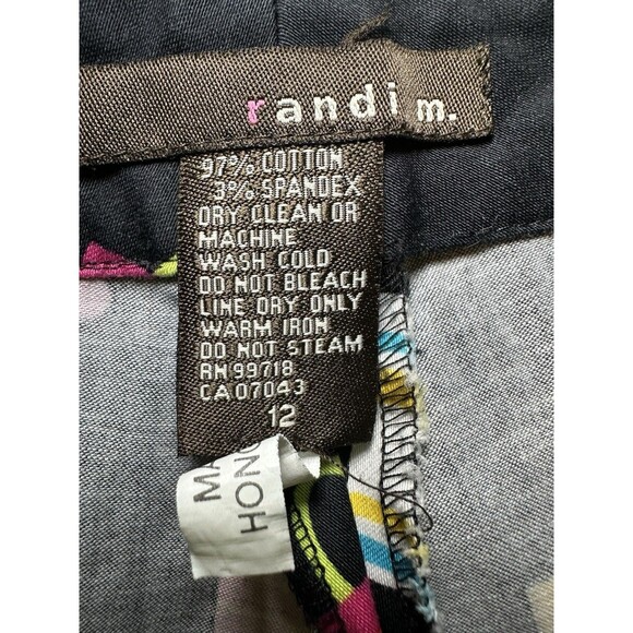 VTG‎ Randi M. Colorful Artsy Shopping Bags Drinks Floral Fun Pants Women's 12 - Picture 4 of 7